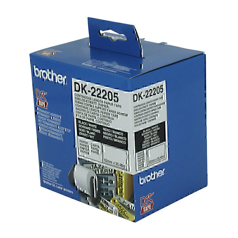 Brother DK-22205 White Continuous Label Roll 62mm x 30.48m