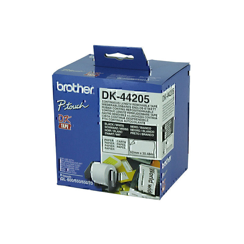 Brother DK44205 White Continuous Label Roll 62mm x 30.48m