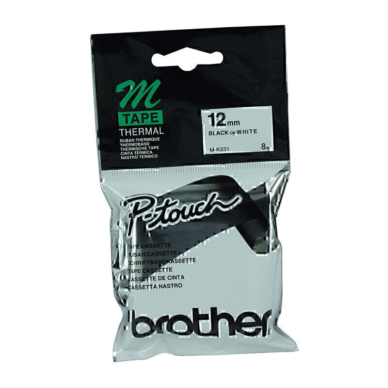 Brother MK231 P-touch White Labelling Tape 12mm x 8m