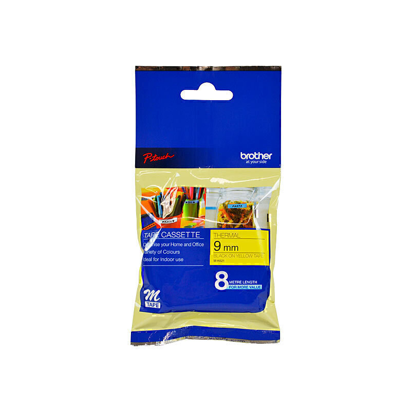 Brother MK621 P-touch Yellow Labelling Tape 9mm x 8m