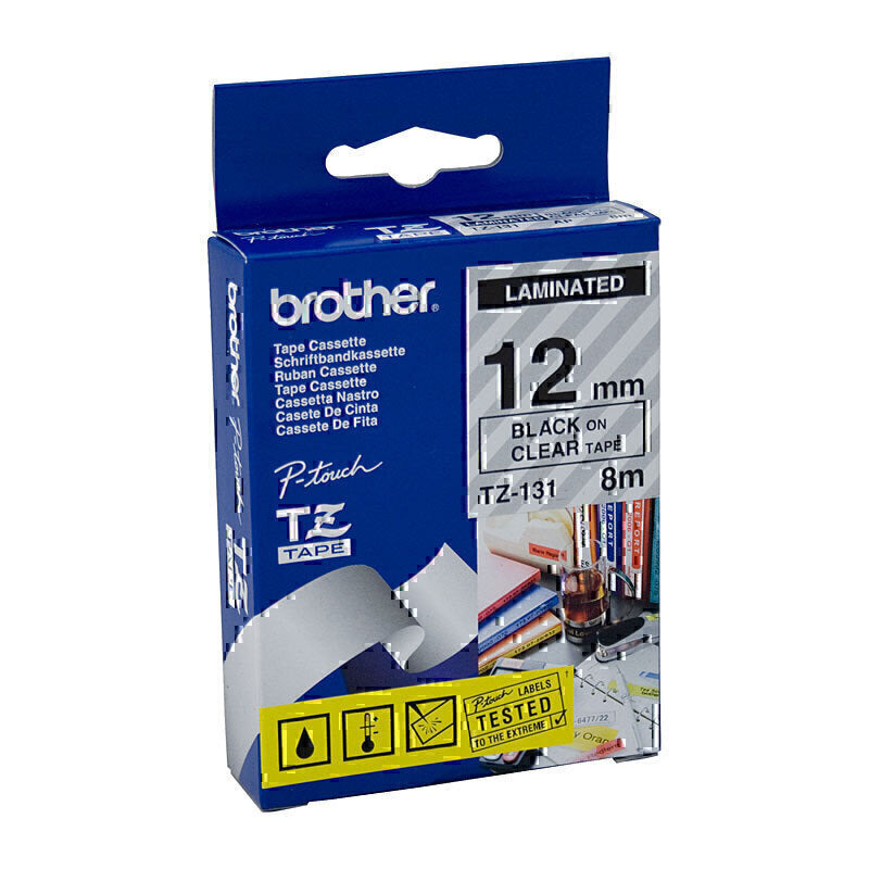 Brother TZe-131 Black on Clear Labelling Tape 12mm x 8m