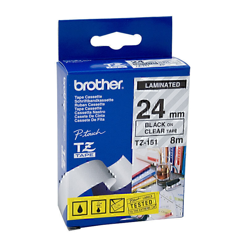 Brother TZe-151Black on Clear Labelling Tape 24mm x 8m