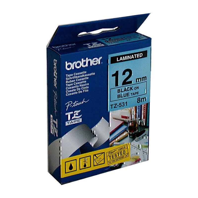 Brother TZe-531 Black on Blue Labelling Tape 12mm x 8m