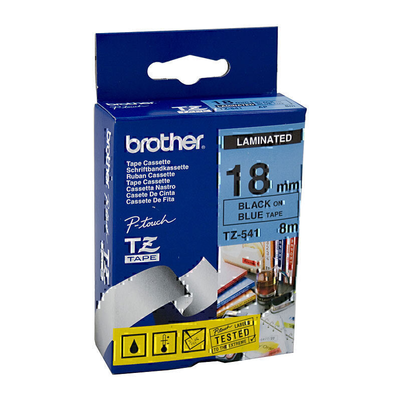 Brother TZe-541 Black on Blue Labelling Tape 18mm x 8m