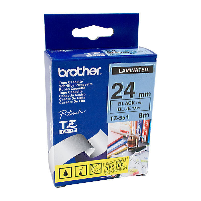 Brother TZe-551 Black on Blue Labelling Tape 24mm x 8m