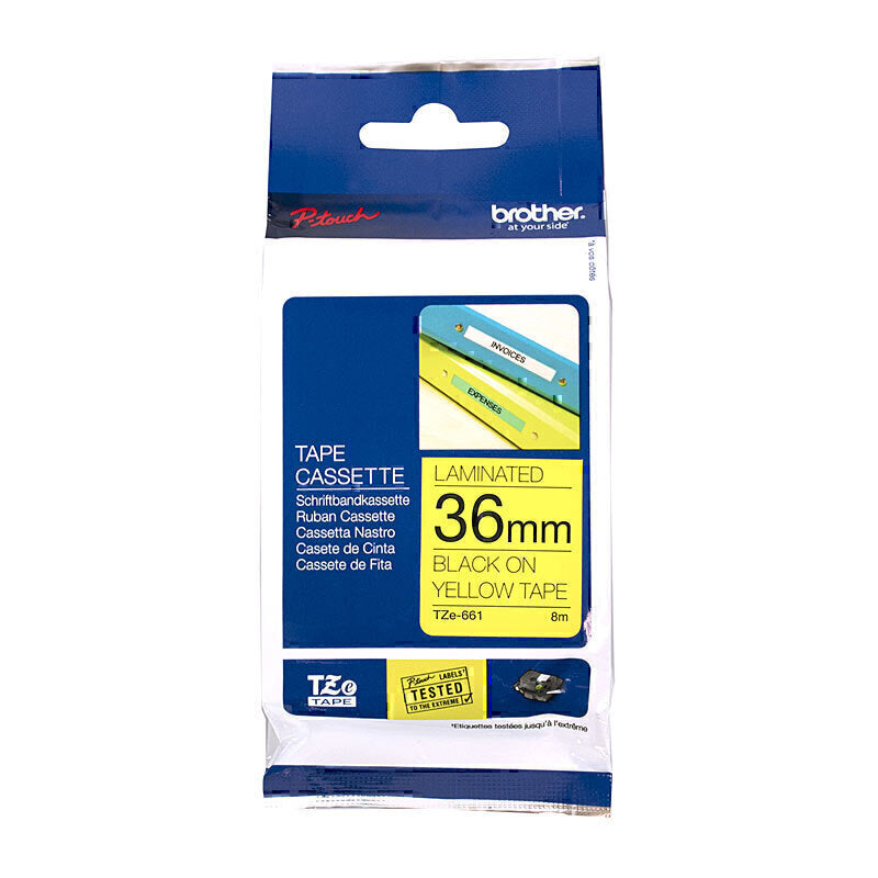 Brother TZe-661 Black on Yellow Labelling Tape 36mm x 8m