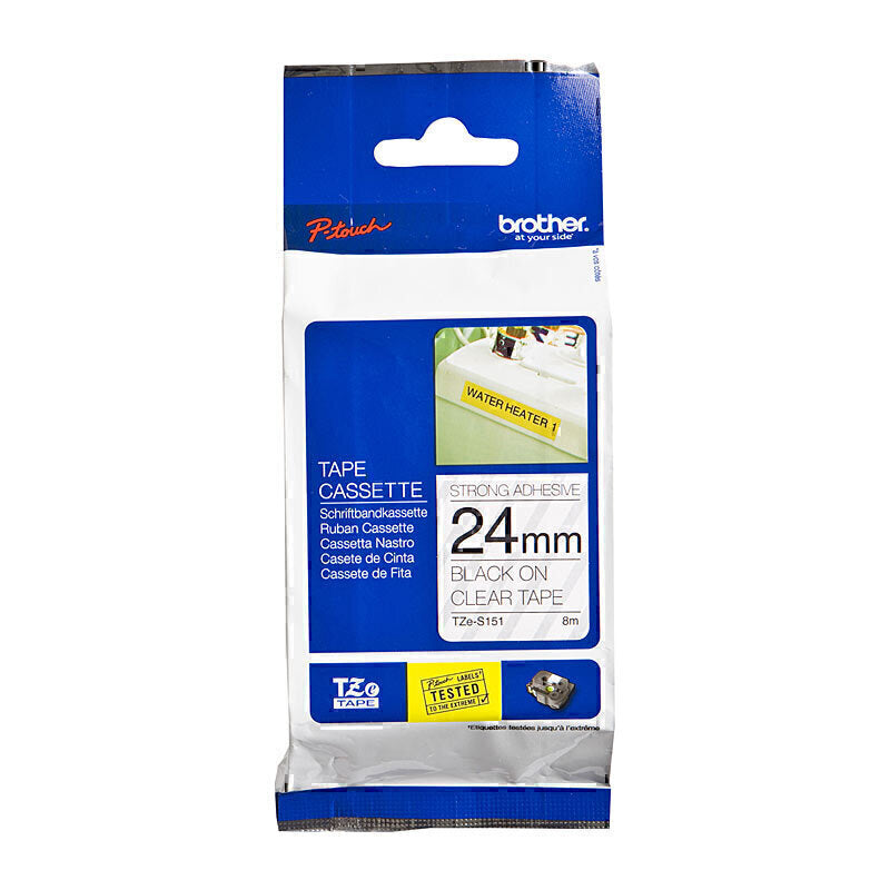 Brother TZe-S151 Black on Clear Strong Adhesive Labelling Tape 24mm x 8m