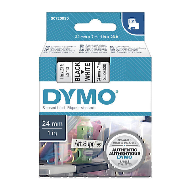 Dymo D1 Label Tape 24mm x 7m Black on White